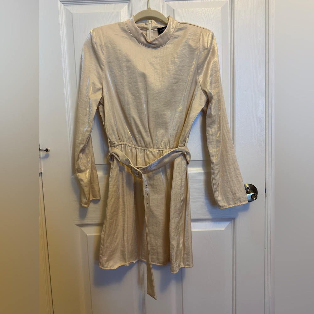 In The Style Cream Shimmer Dress